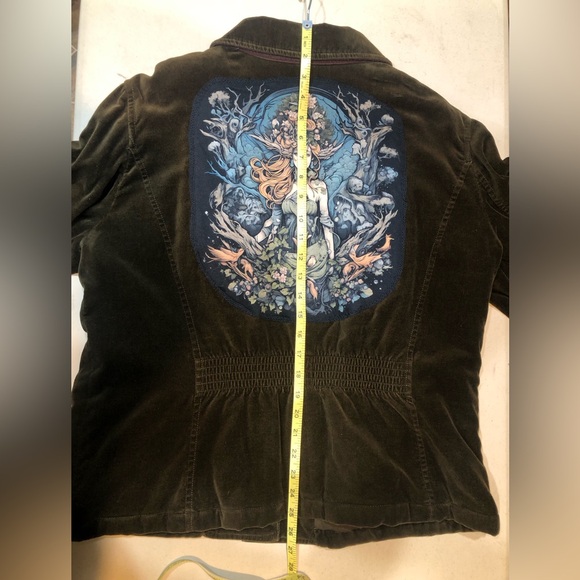 Handmade jacket FREYA VIKING WARRIOR QUEEN womens M upcycled wearable art PTP 22 - Picture 10 of 13